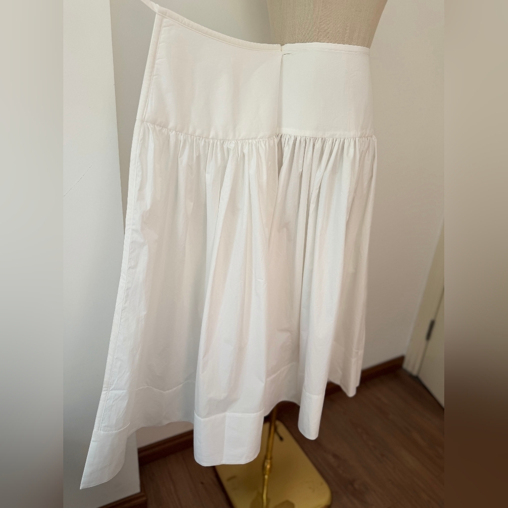 Helsa Midi Wrap Skirt in Tech Poplin in White - Picture 11 of 16